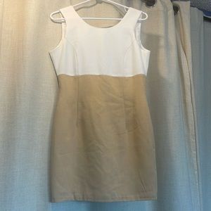 Mode white and beige fitted dress